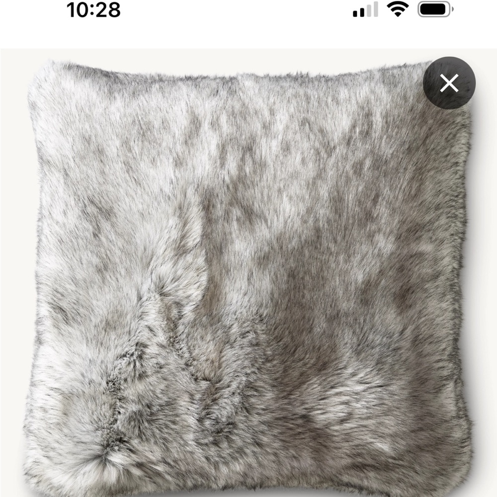 Pair Restoration Hardware ultimate faux fur pillow covers 22x22 wolf grey